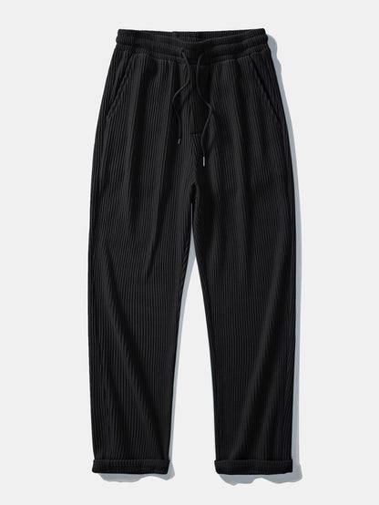 Calça Tricotada com Cordão e Textura Waffle