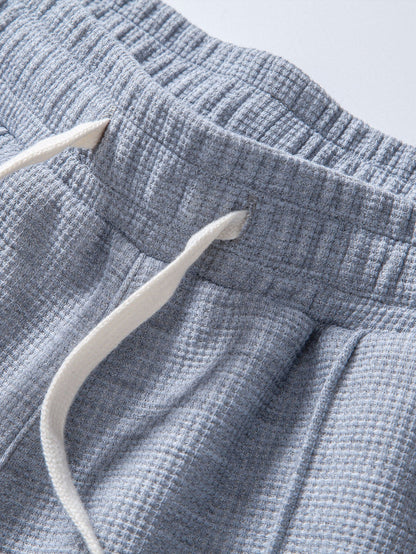 Calça Reta com Pregas e Tricô Waffle