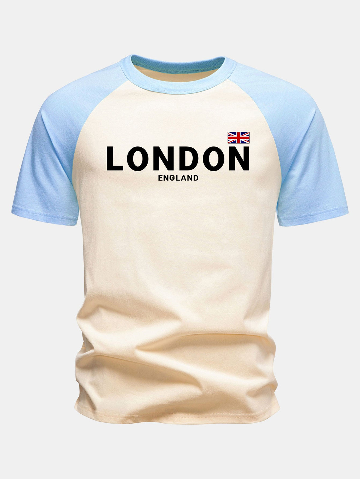 Camiseta de algodão estampada com mangas raglan, Londres, Inglaterra