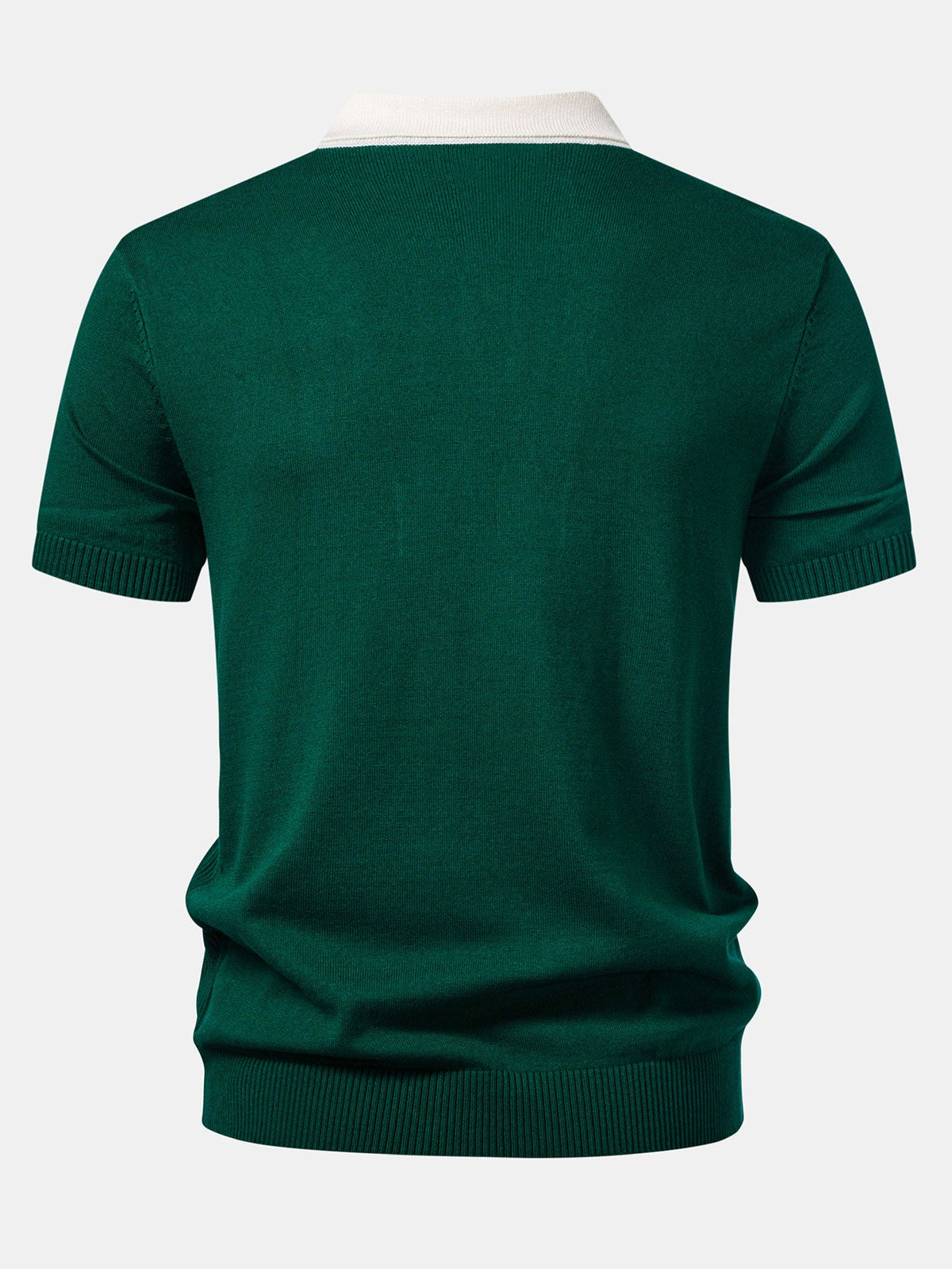 Contrast Stripe Ribbed Knit Polo
