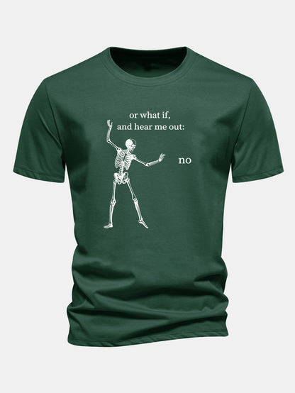 "Listen To What I Have To Say" Skeleton Print Cotton T-Shirt