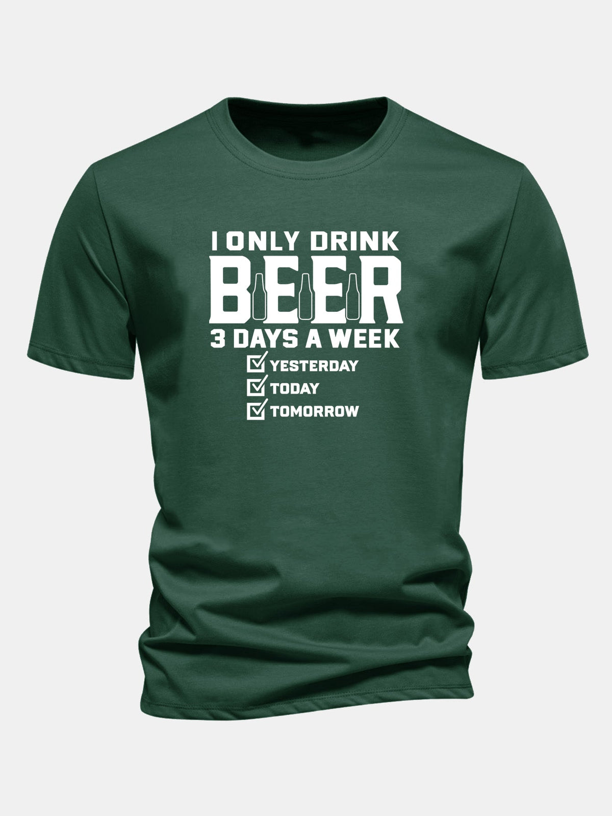 Camiseta de algodão de caimento regular com estampa “I Only Drink Beer”