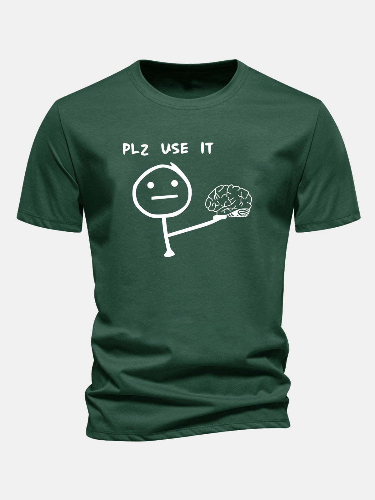 Camiseta de algodão com estampa “Please Use It Brain”, corte regular