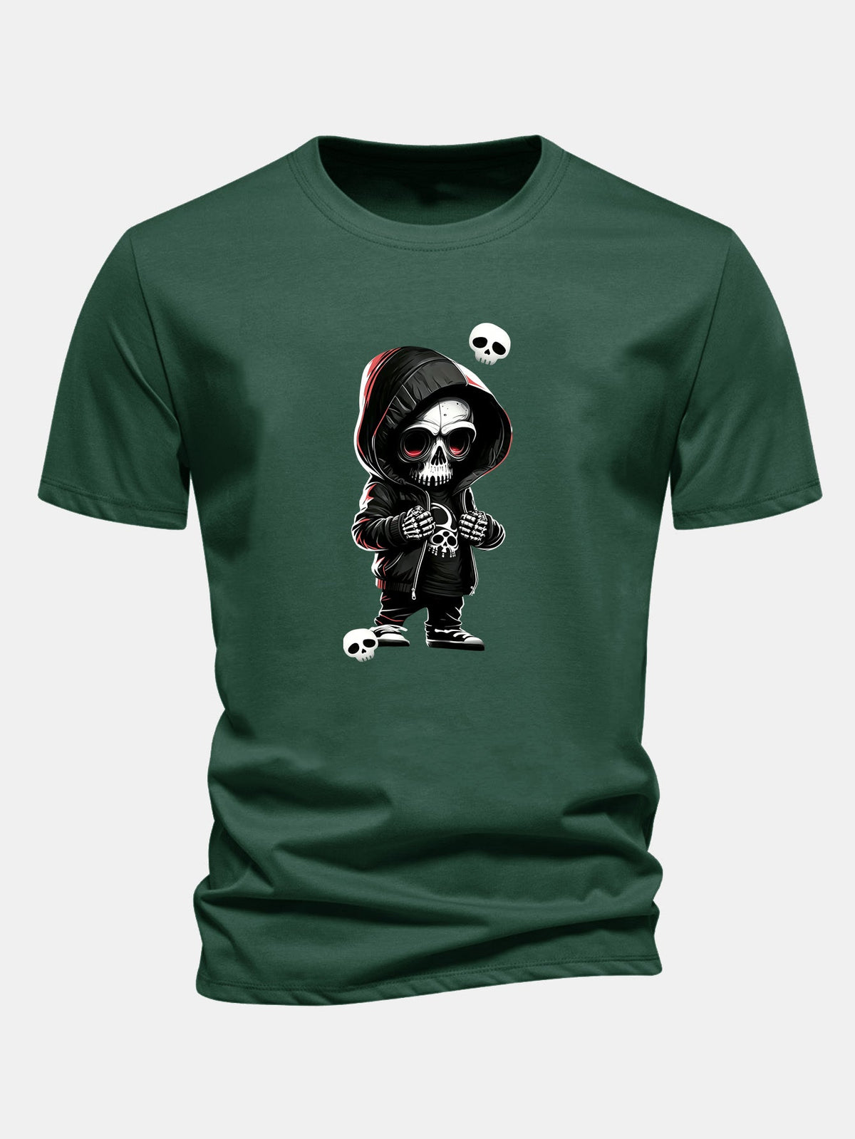 Grim Reaper Skeleton Print Cotton T-Shirt