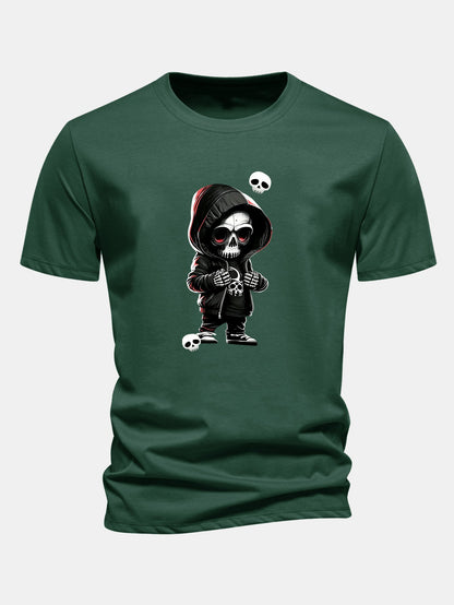 Grim Reaper Skeleton Print Cotton T-Shirt