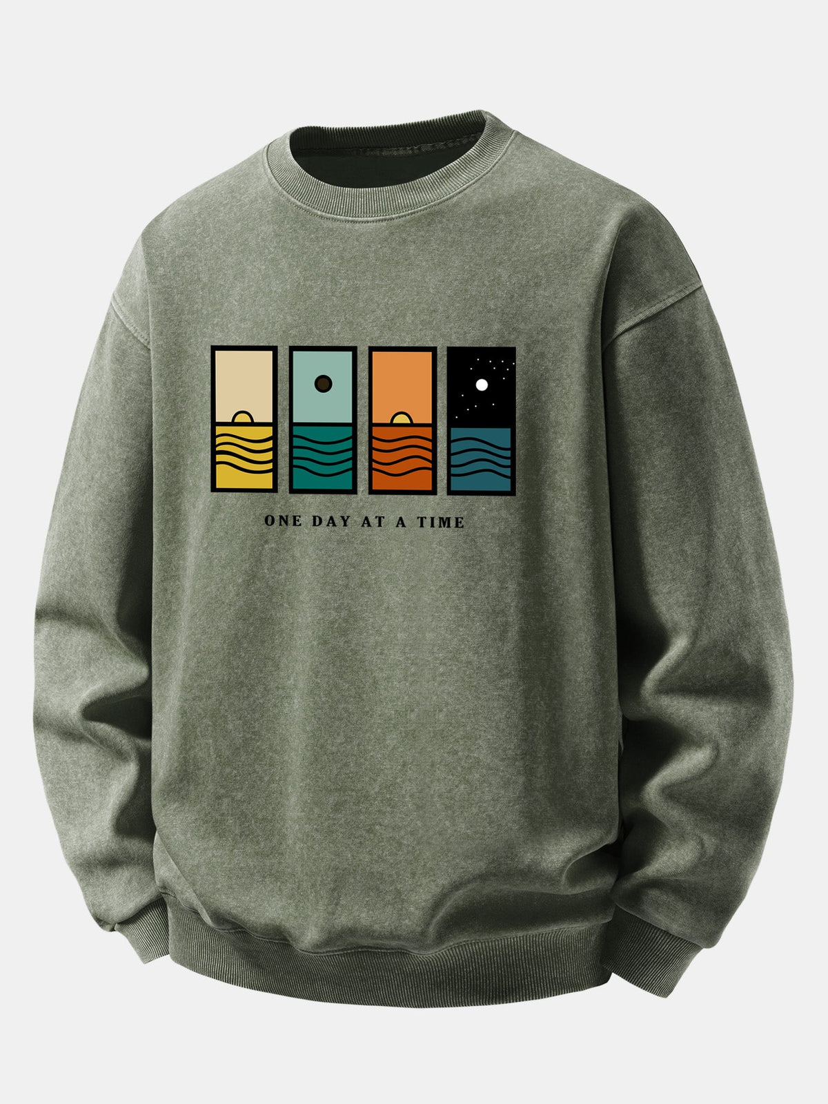 "One Day At A Time" Washed Distressed Sweatshirt