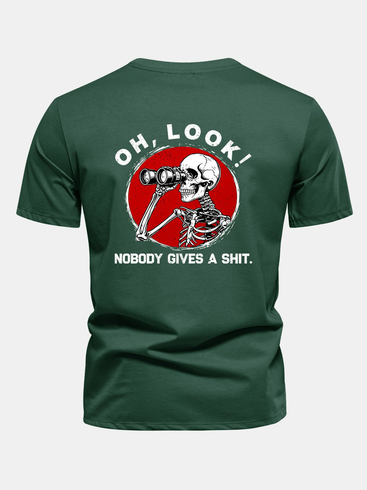 Telescope Skeleton Back Print Cotton T-Shirt