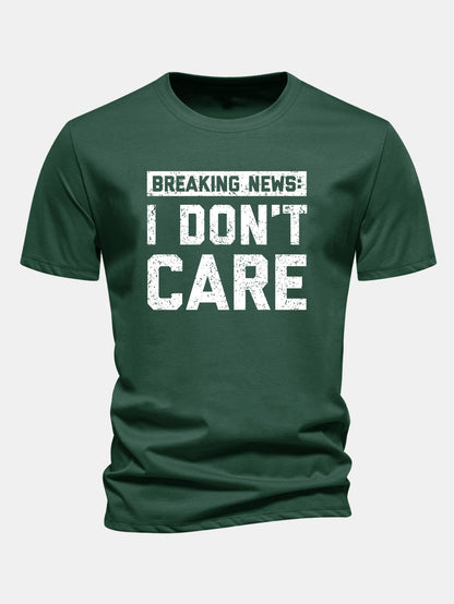 Camiseta de algodão com estampa “Eu não me importo” e corte regular