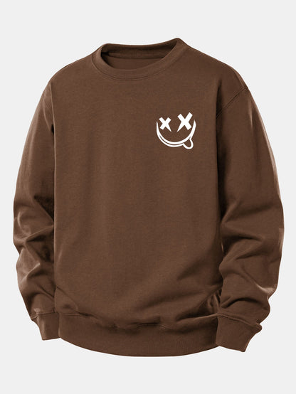 Smiley Print Relaxed Sweatshirt