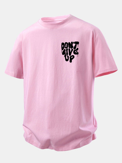Camiseta de algodão com estampa “Nunca Desista” e corte confortável