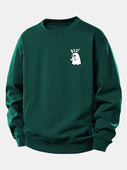 BOO Ghost Print Relaxed Sweatshirt