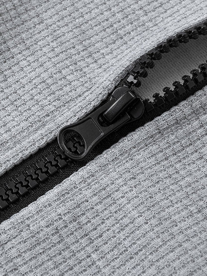 Jaqueta vintage listrada de tricô waffle com zíper