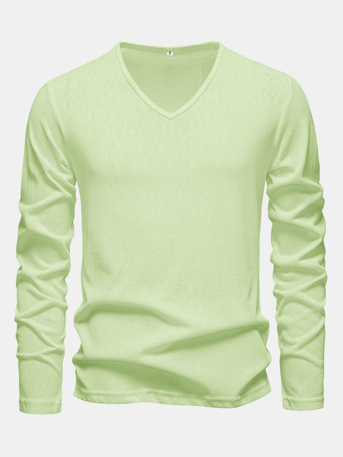 Lightweight Linen-Look V-Neck Long Sleeve T-Shirt