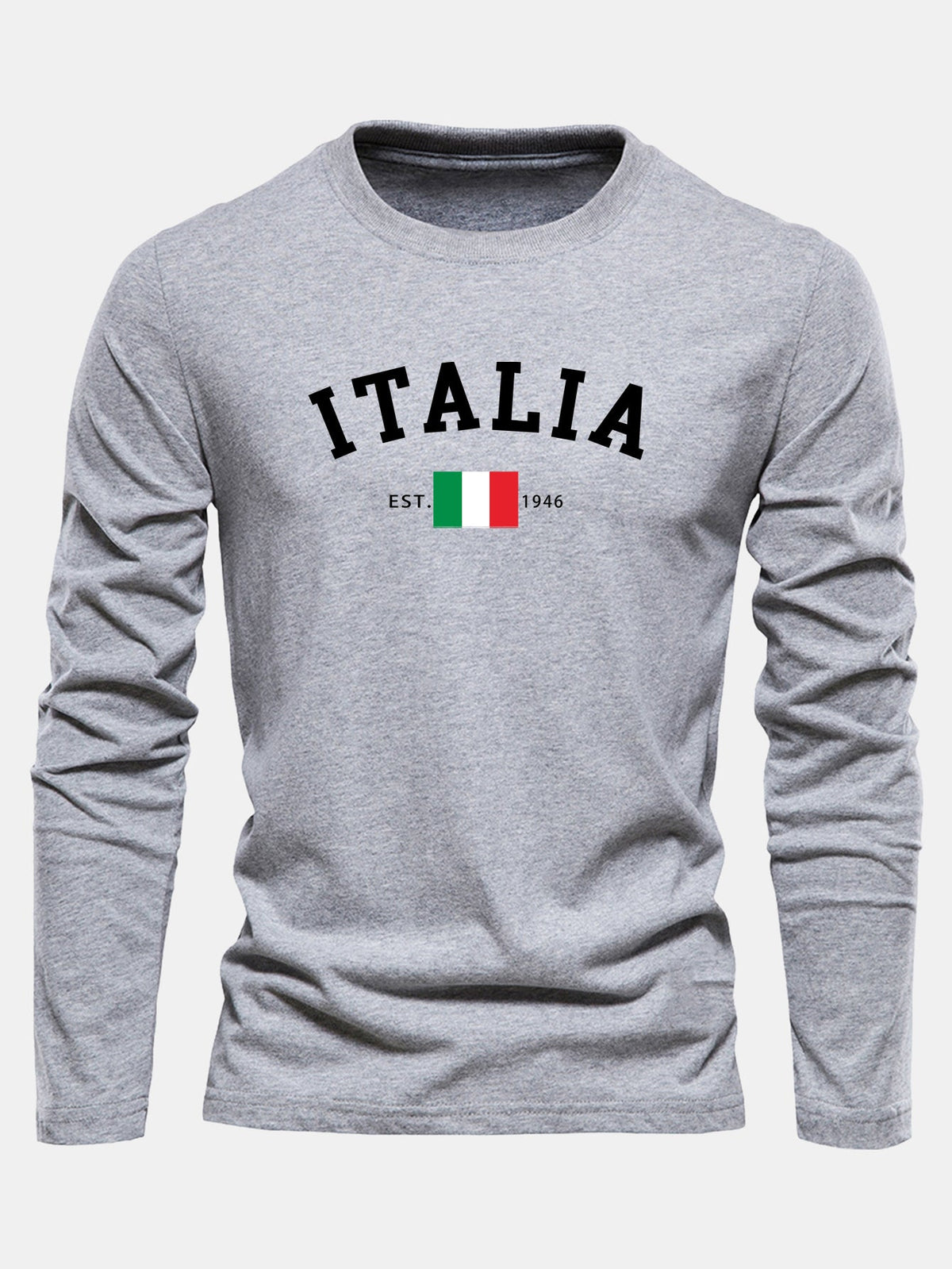 Camiseta de algodão de manga longa com estampa da Itália