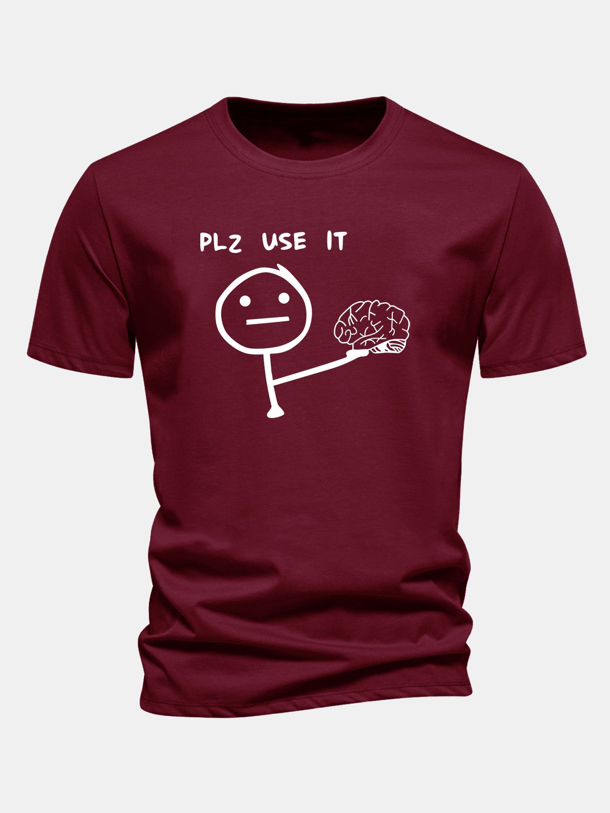 Camiseta de algodão com estampa “Please Use It Brain”, corte regular
