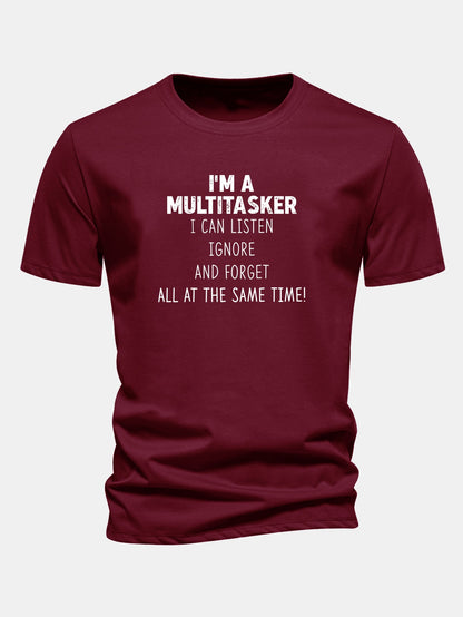 Camiseta de algodão estampada multifuncional de corte regular