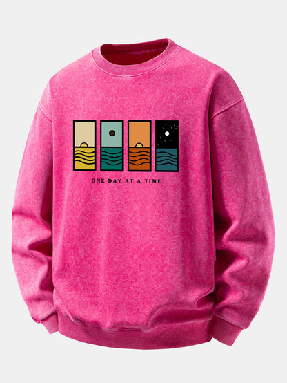"One Day At A Time" Washed Distressed Sweatshirt