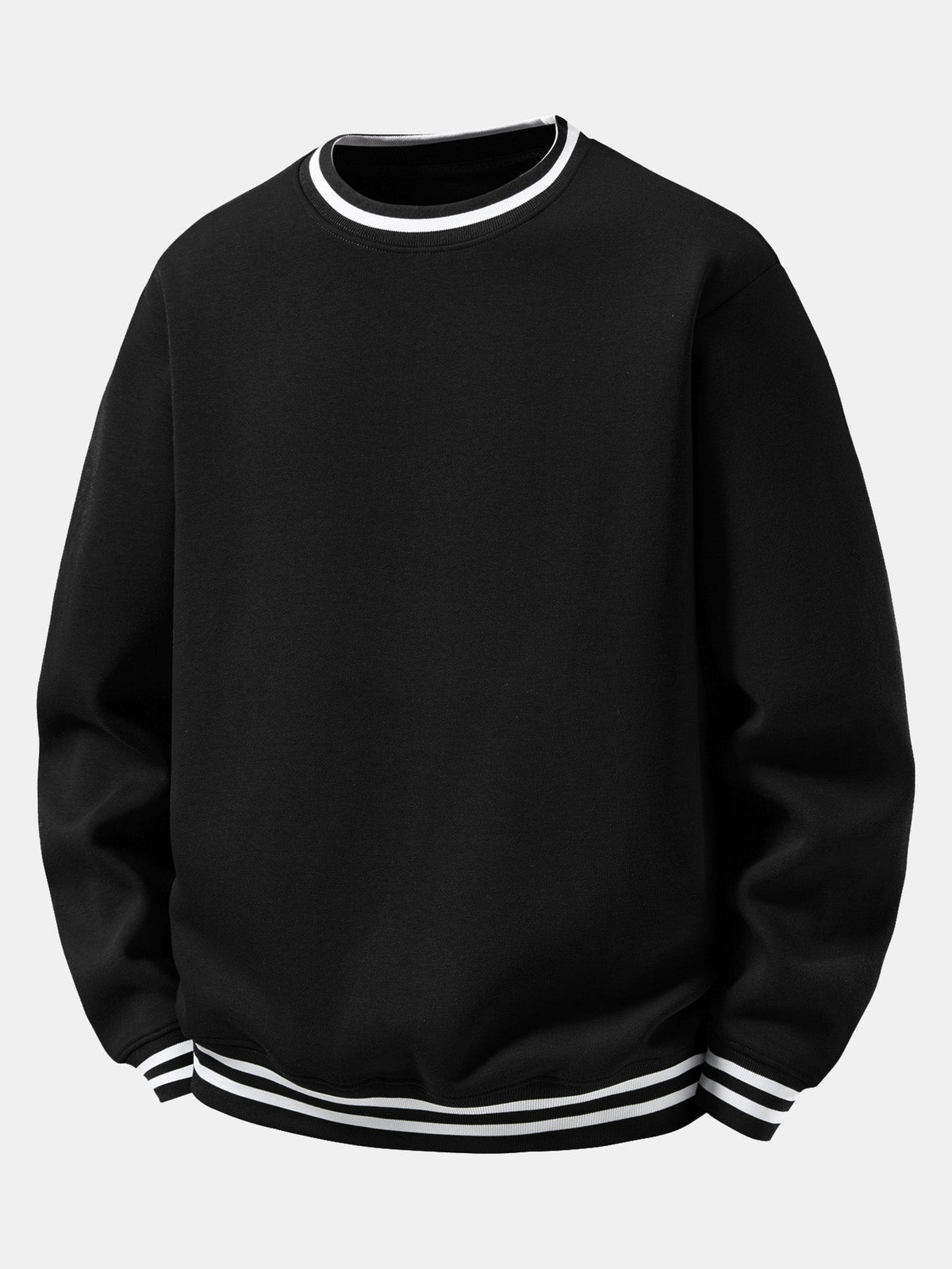 Striped Ribbed Crew Neck Sweatshirt
