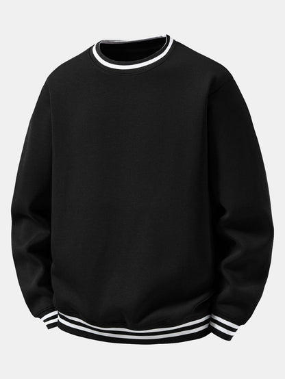 Striped Ribbed Crew Neck Sweatshirt