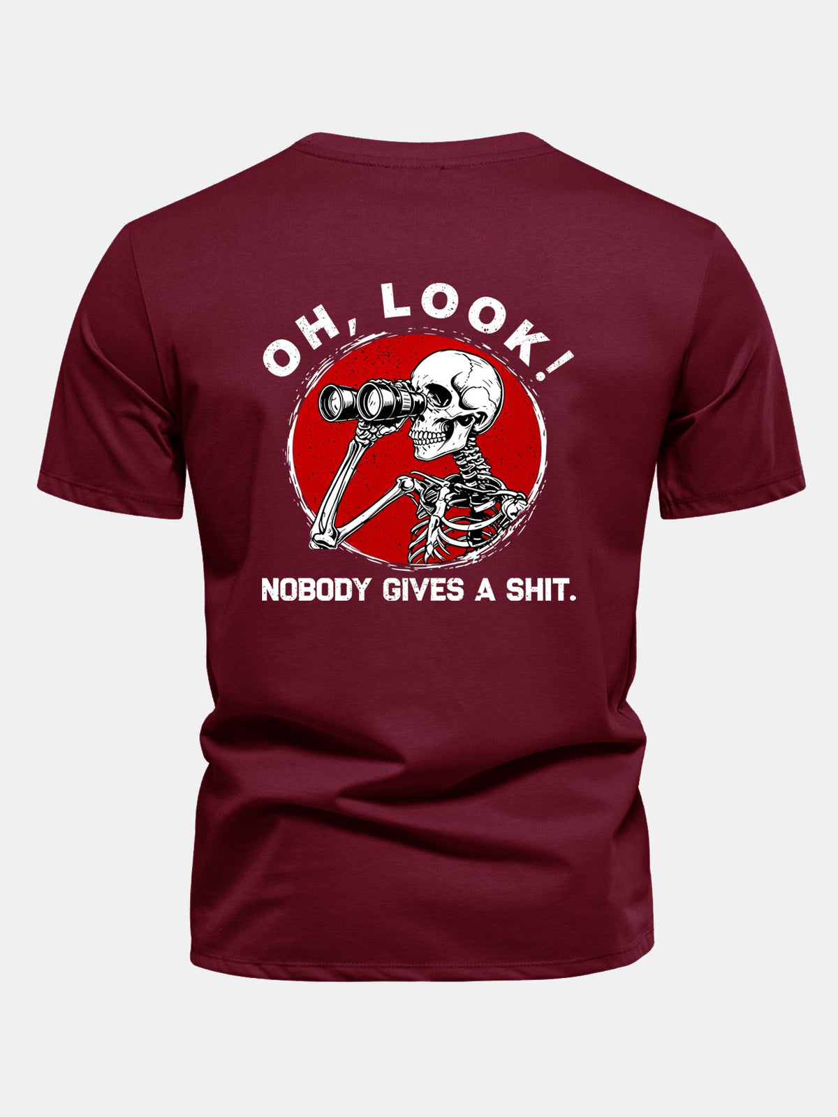 Telescope Skeleton Back Print Cotton T-Shirt