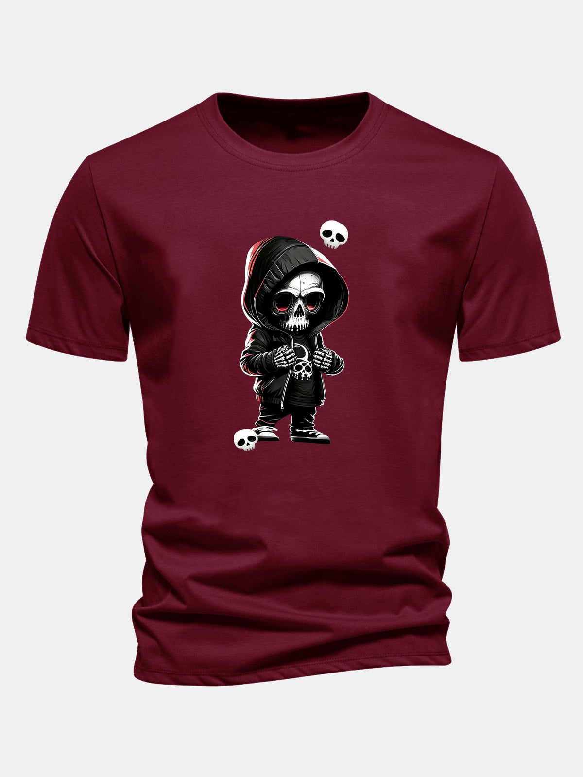 Grim Reaper Skeleton Print Cotton T-Shirt