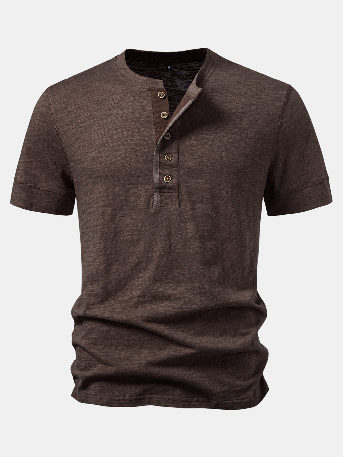 Textured Cotton Henley T-Shirt