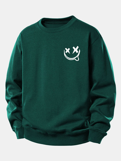 Smiley Print Relaxed Sweatshirt