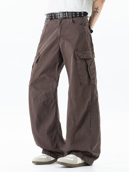 Vintage Washed Barrel Leg Cargo Trousers