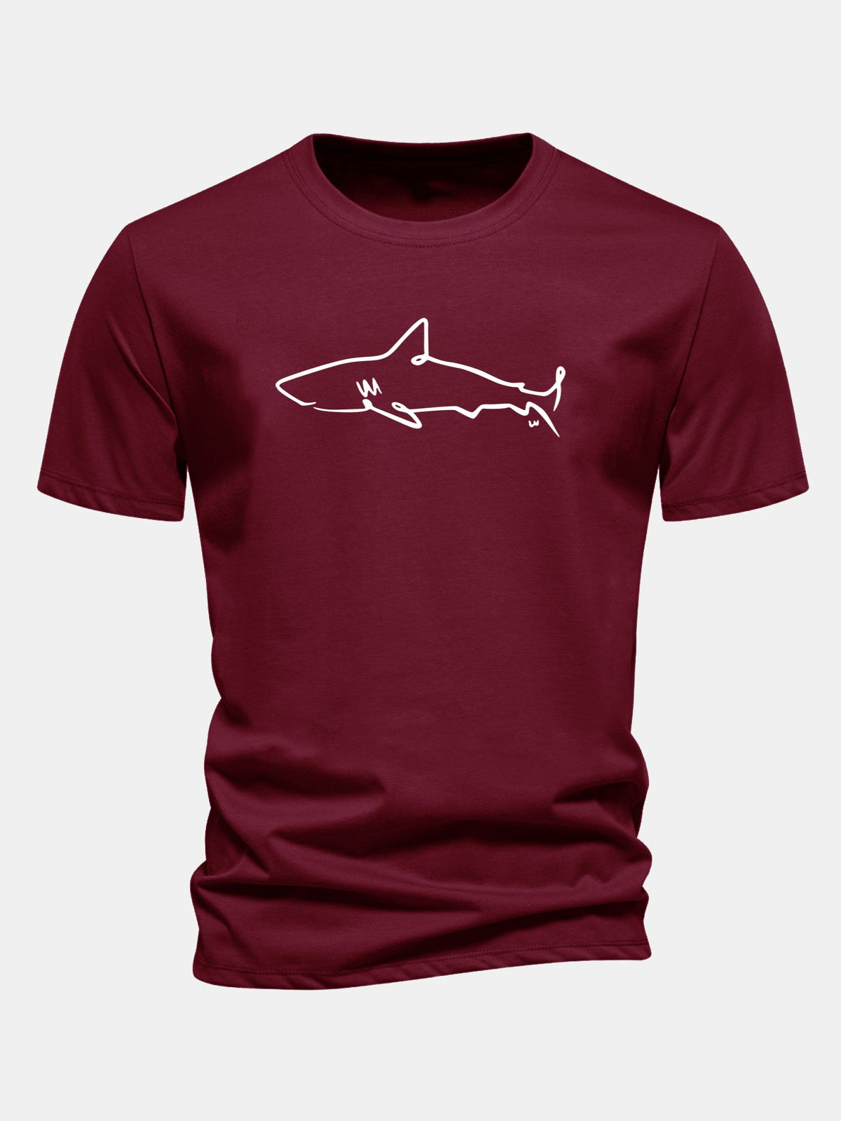 Camiseta de algodão com estampa de tubarão e corte regular