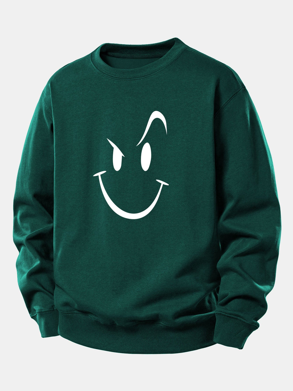 Moletom de caimento confortável com estampa de carinha sorridente