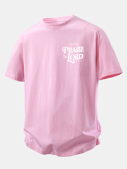 Camiseta de Algodão com Estampa Praise The Lord e Caimento Relaxado