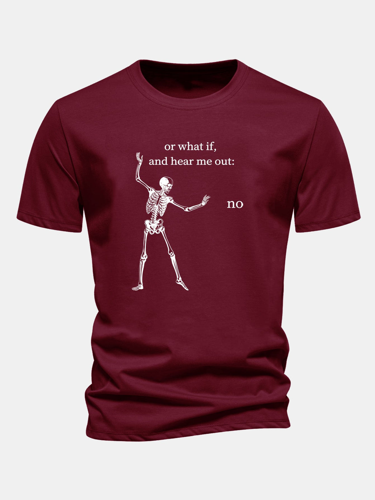 "Listen To What I Have To Say" Skeleton Print Cotton T-Shirt