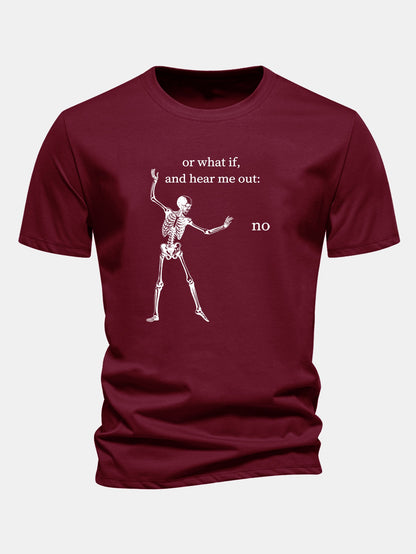 "Listen To What I Have To Say" Skeleton Print Cotton T-Shirt