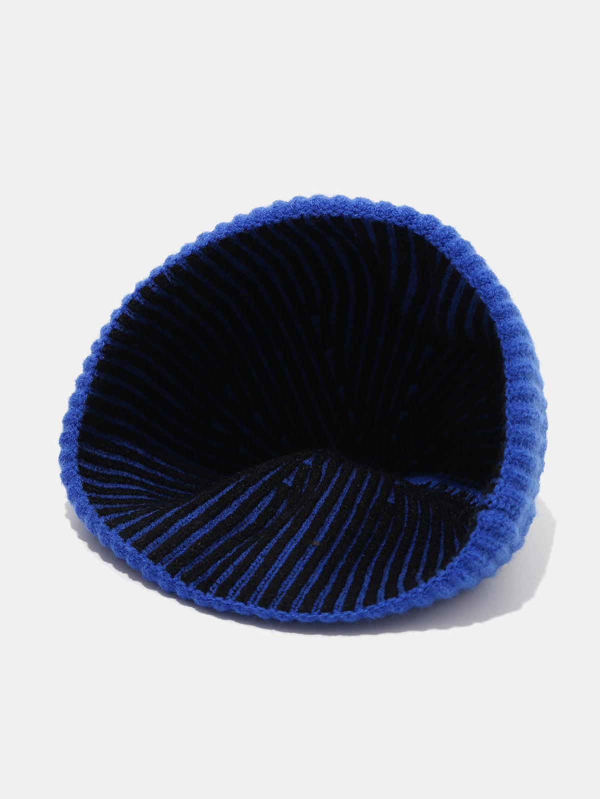 Striped Ribbed Knit Cuffed Short Beanie