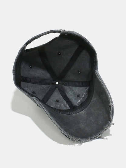 Embroidered Patch Washed Distressed Baseball Cap
