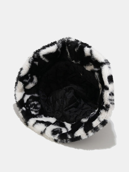 Panda Print Faux Fur Winter Bucket Hat