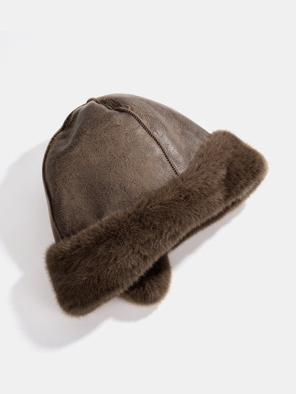 Floppy Bunny Ear Faux Fur Winter Bucket Hat