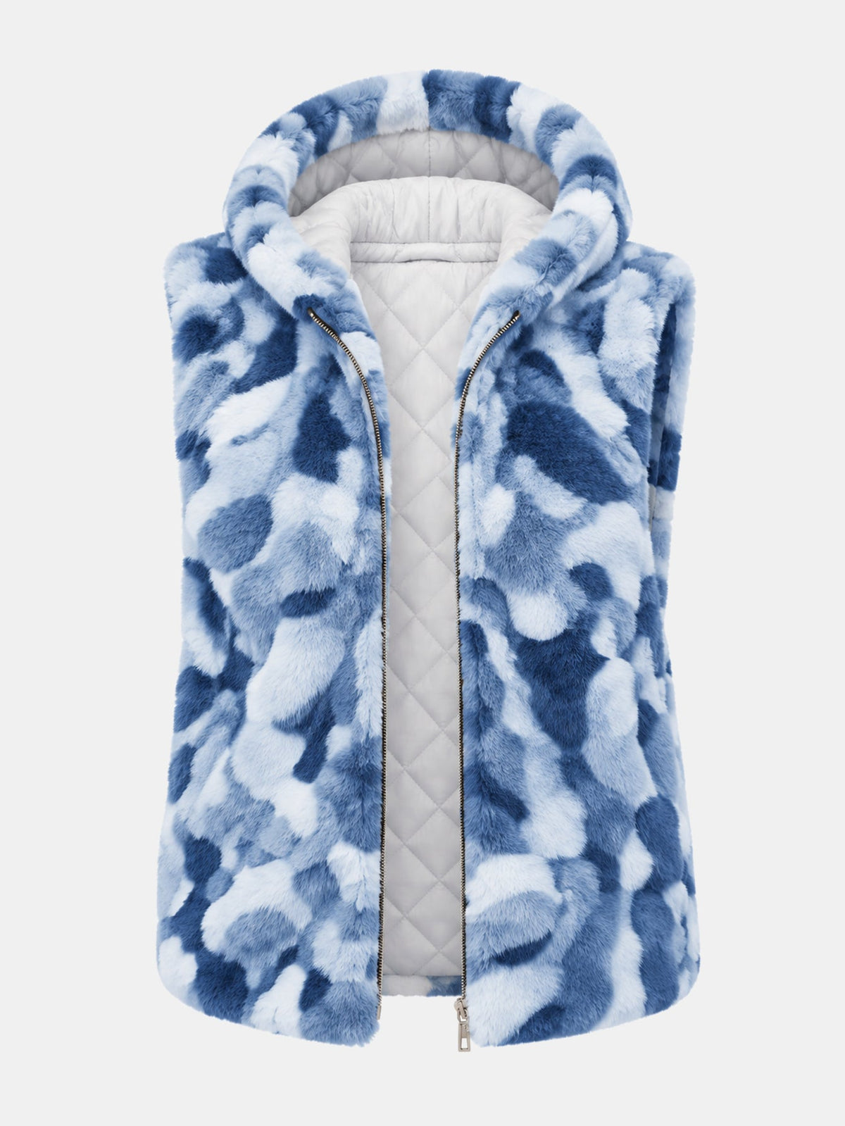 Camo Faux Fur Hooded Gilet