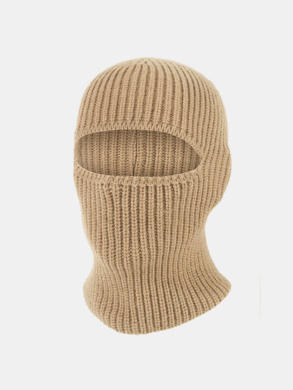 2-in-1 Convertible Ribbed Knit Balaclava Beanie