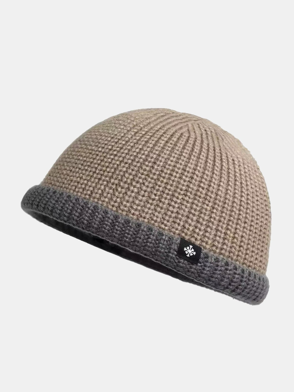 Colour Block Knit Cuffed Skull Cap Beanie