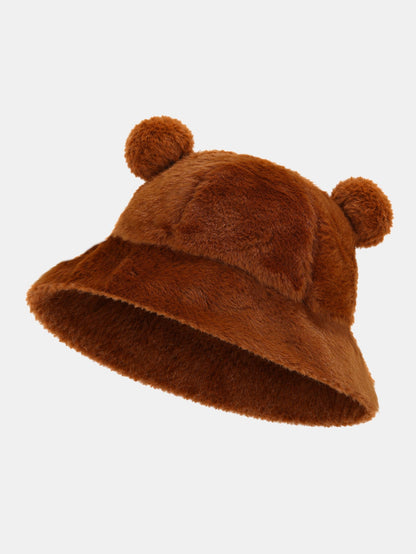 Bear Ear Faux Fur Winter Bucket Hat