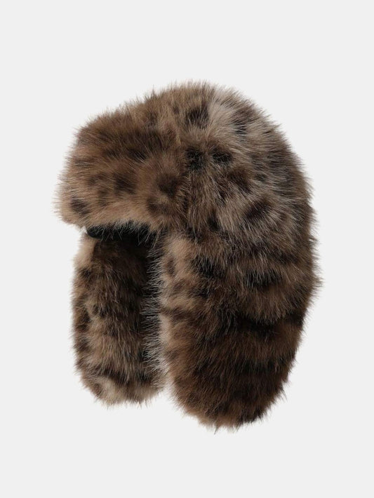 Printed Faux Fur Windproof Trapper Hat