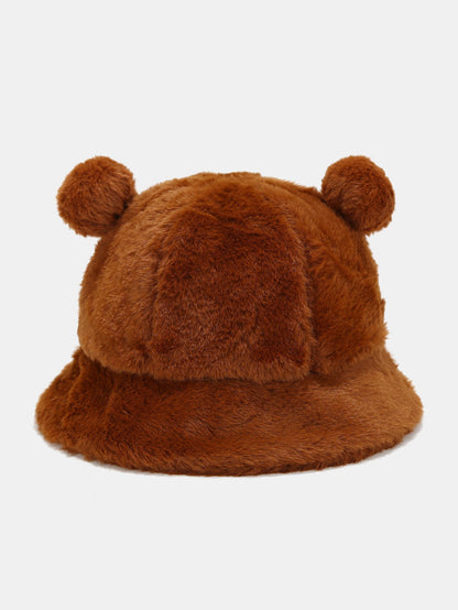 Bear Ear Faux Fur Winter Bucket Hat