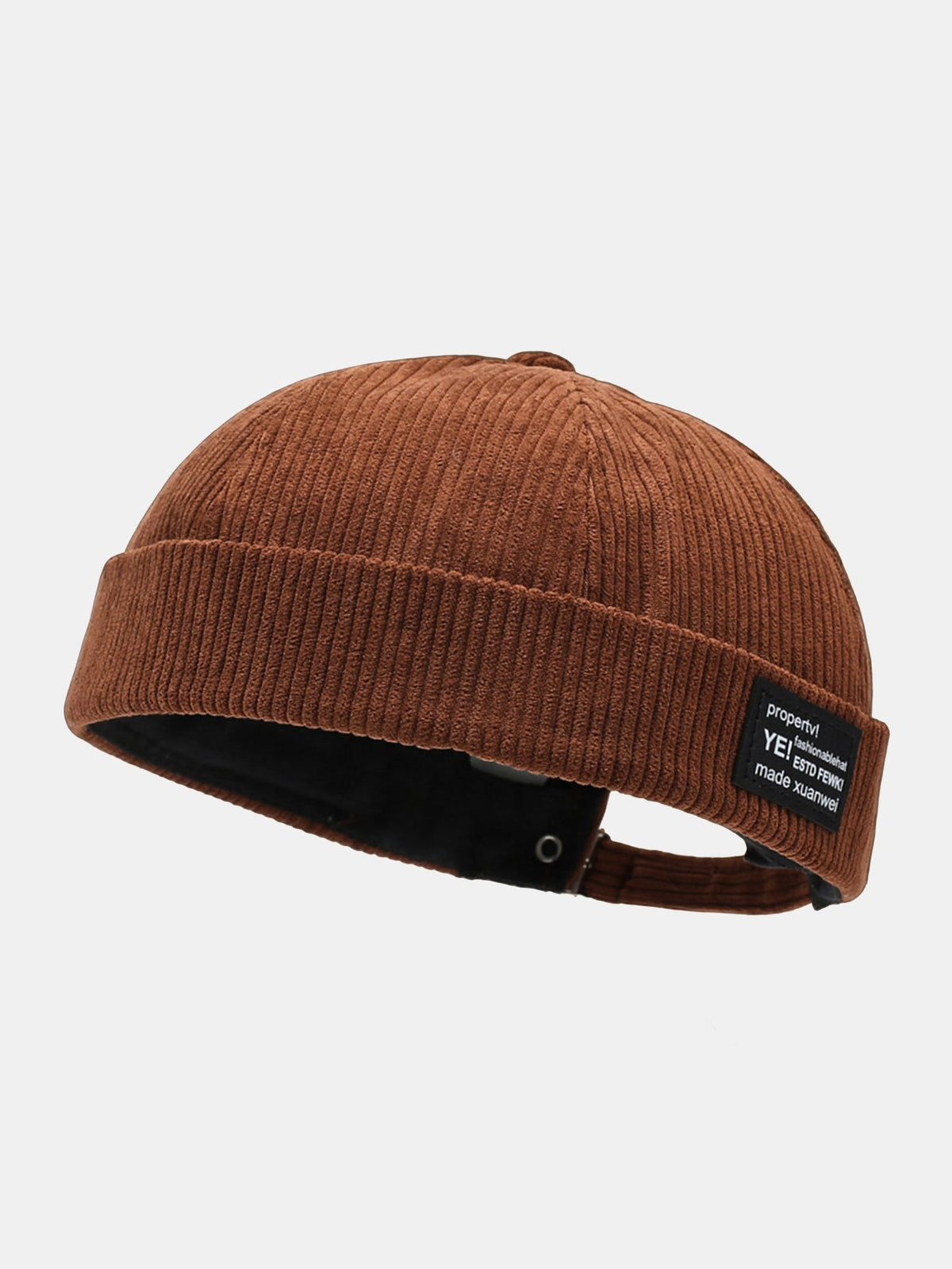 Gorro docker ajustável de veludo cotelê com etiqueta tecida