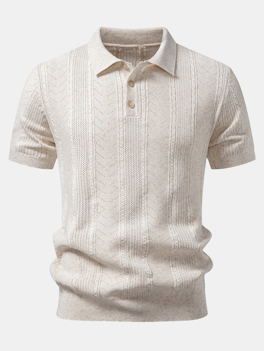 Textured Linen Knit Polo