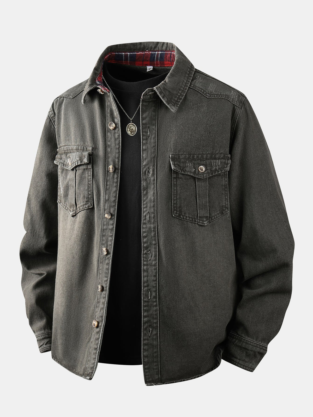 Sobrecamisa utilitária de jeans lavado