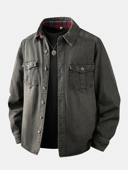 Sobrecamisa utilitária de jeans lavado
