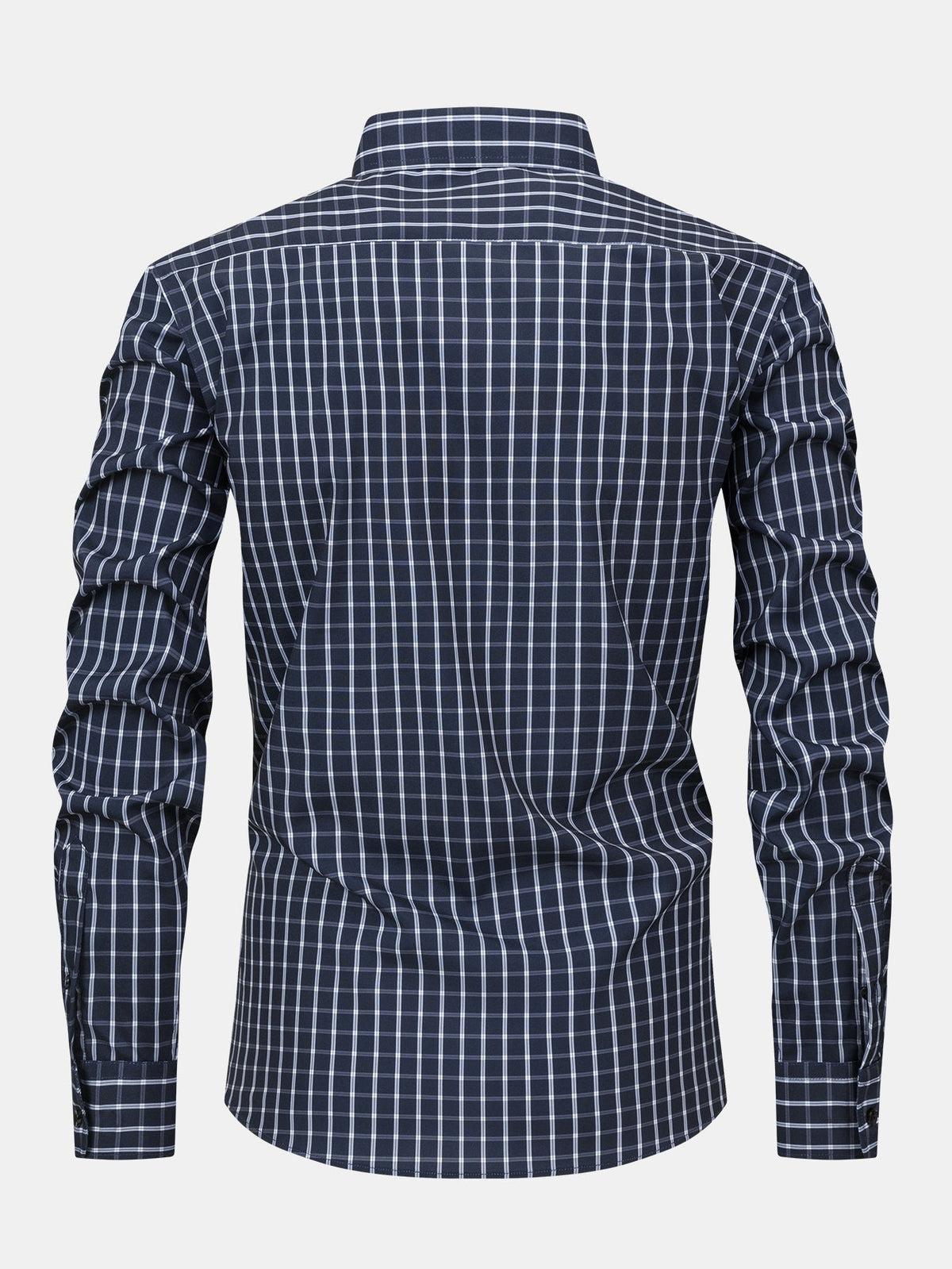 Camisa xadrez de algodão com poliéster e botões frontais
