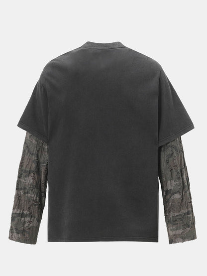 Camiseta 2 em 1 com Estampa de Slogan e Efeito Desgastado