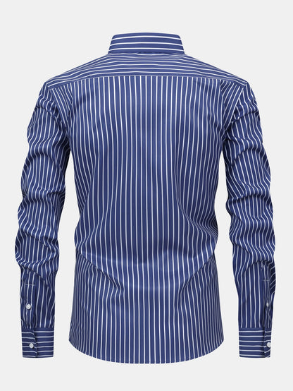 Camisa listrada de algodão misto com botões